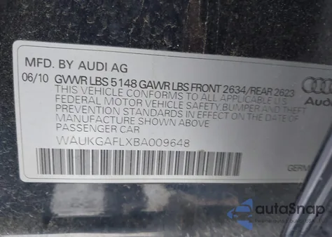2011 Audi S4 3.0 Premium Plus from USA, damaged, VIN WAUKGAFLXBA009648
